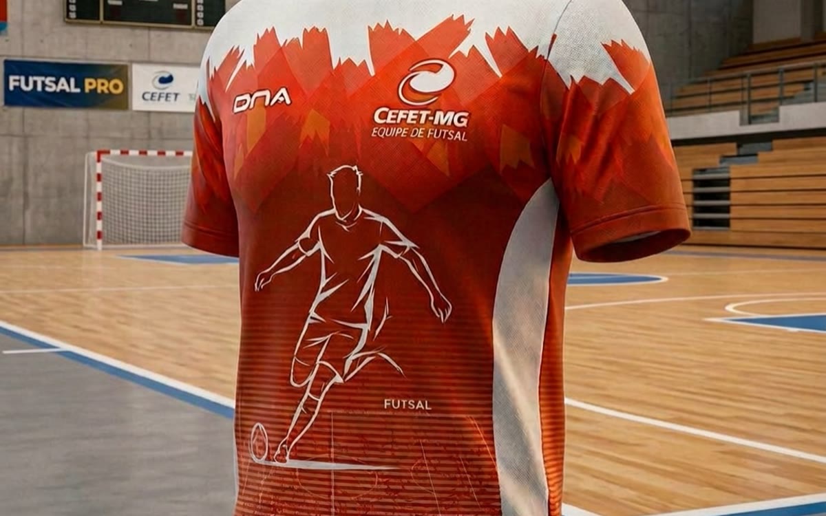 Uniforme personalizado DNA em quadra de futsal